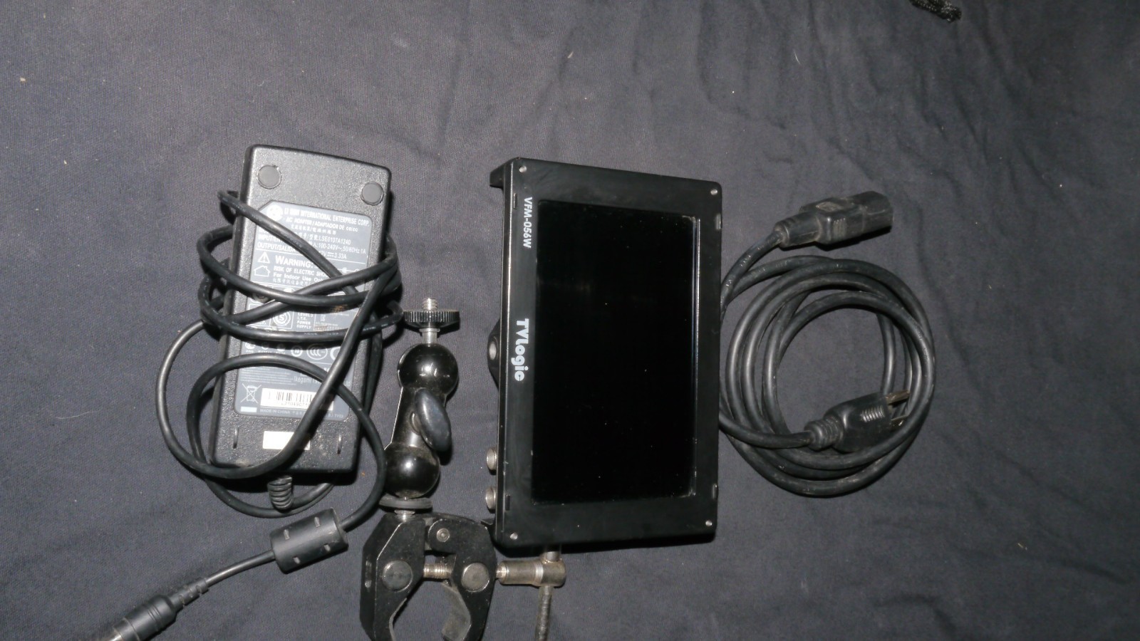 TV logic VFM-056W monitor, with hood, power supply, clamp