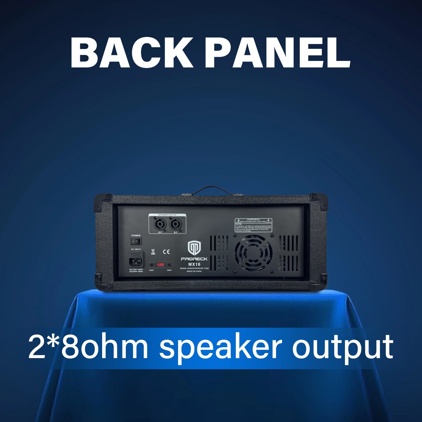 PRORECK PA Powered Mixer Speaker System 2000W 6-channel with 12'' Speakers
