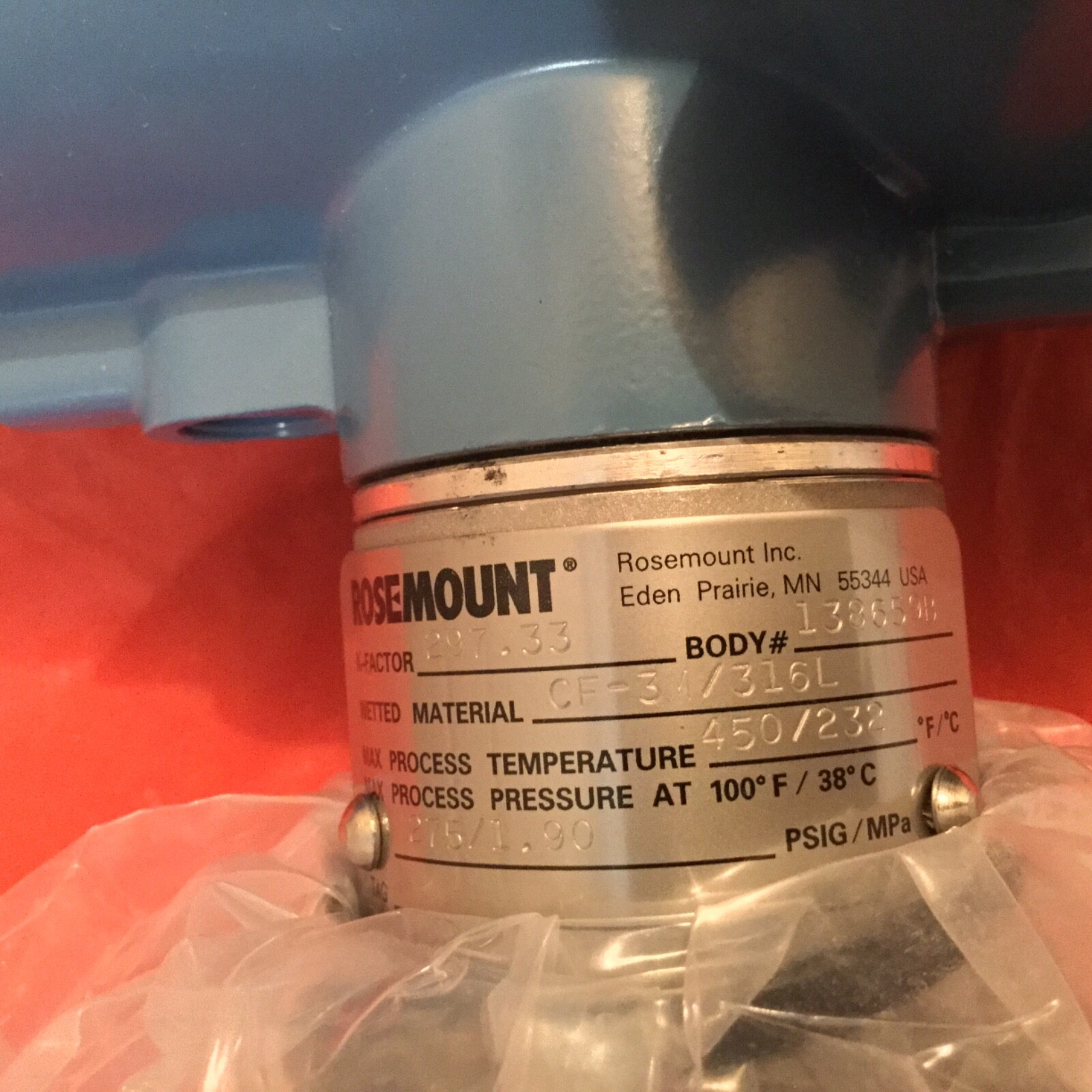 ROSEMOUNT 8800D 1" Vortex Wafer Flow Meter 8800DW010SA1N2D