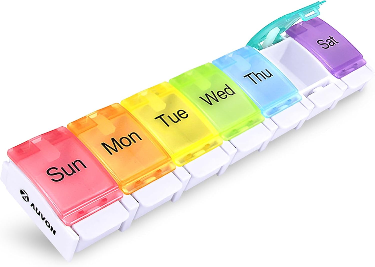 Weekly Pill Organizer Arthritis Friendly, BPA Free Travel 7 Day Pill Box Case wi