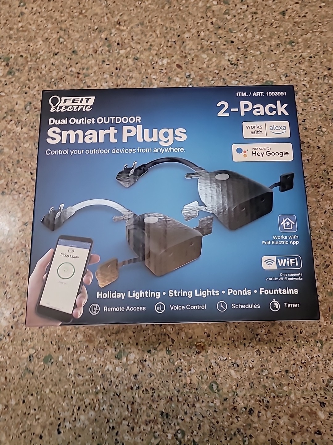 Feit Electric Dual Grounded Outlet Outdoor Smart Plugs Remote Access 2 Pack