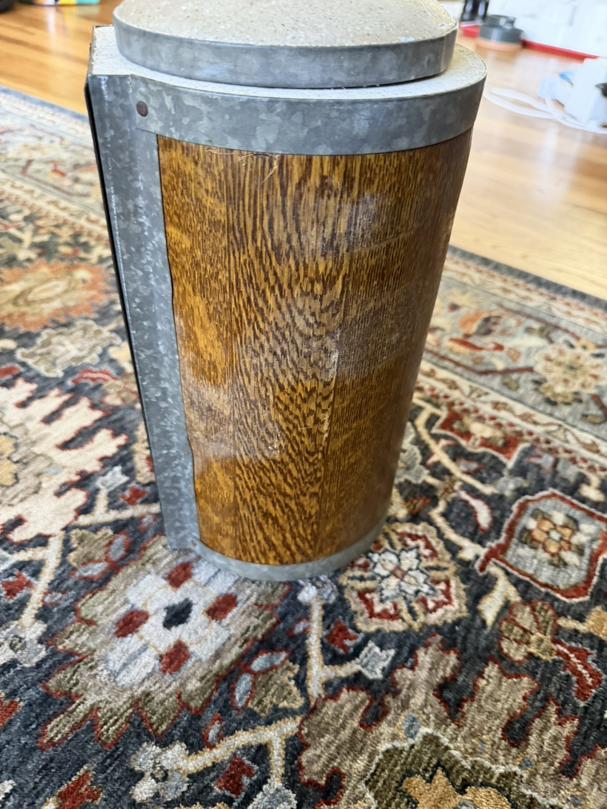ANTIQUE PERRY Round Fire Safe Vault, Concrete with Oak Veneer