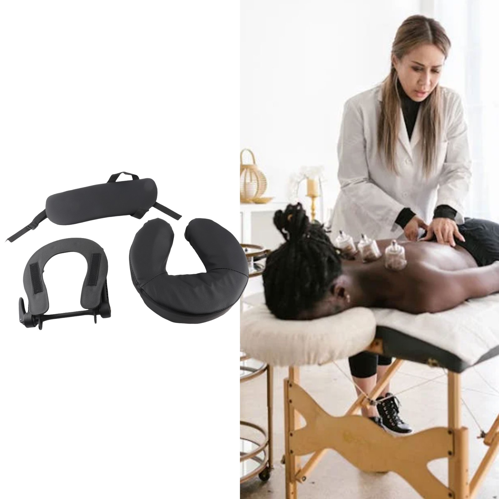 Beauty Bed Headrest Cradle U Shape Adjustable Folding Massage Table Face Cradle