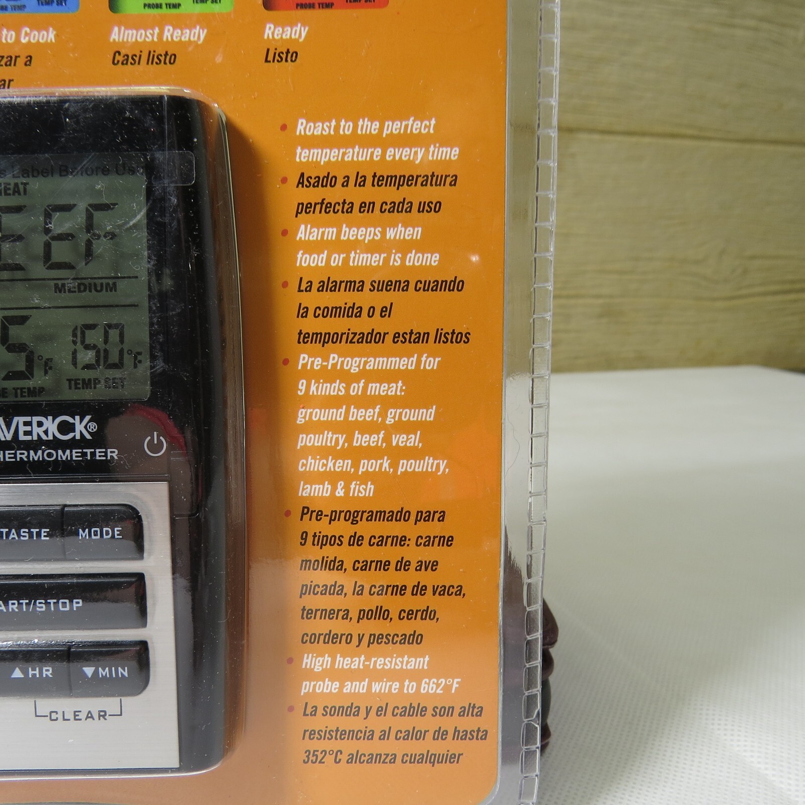 Maverick Meat Thermometer & Timer w/ LCD Color-Coded Screen HD8
