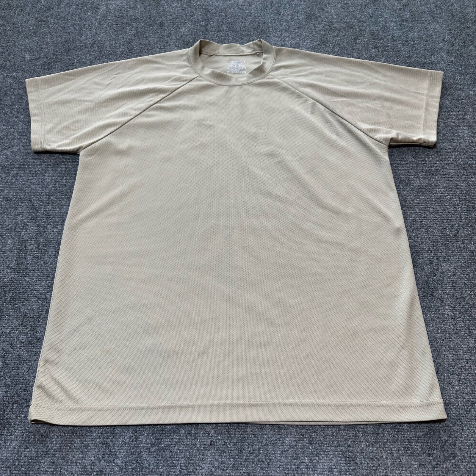Dri-Duke Shirt Men Large Beige Polyester Quick Dry Moisture Control Made In USA