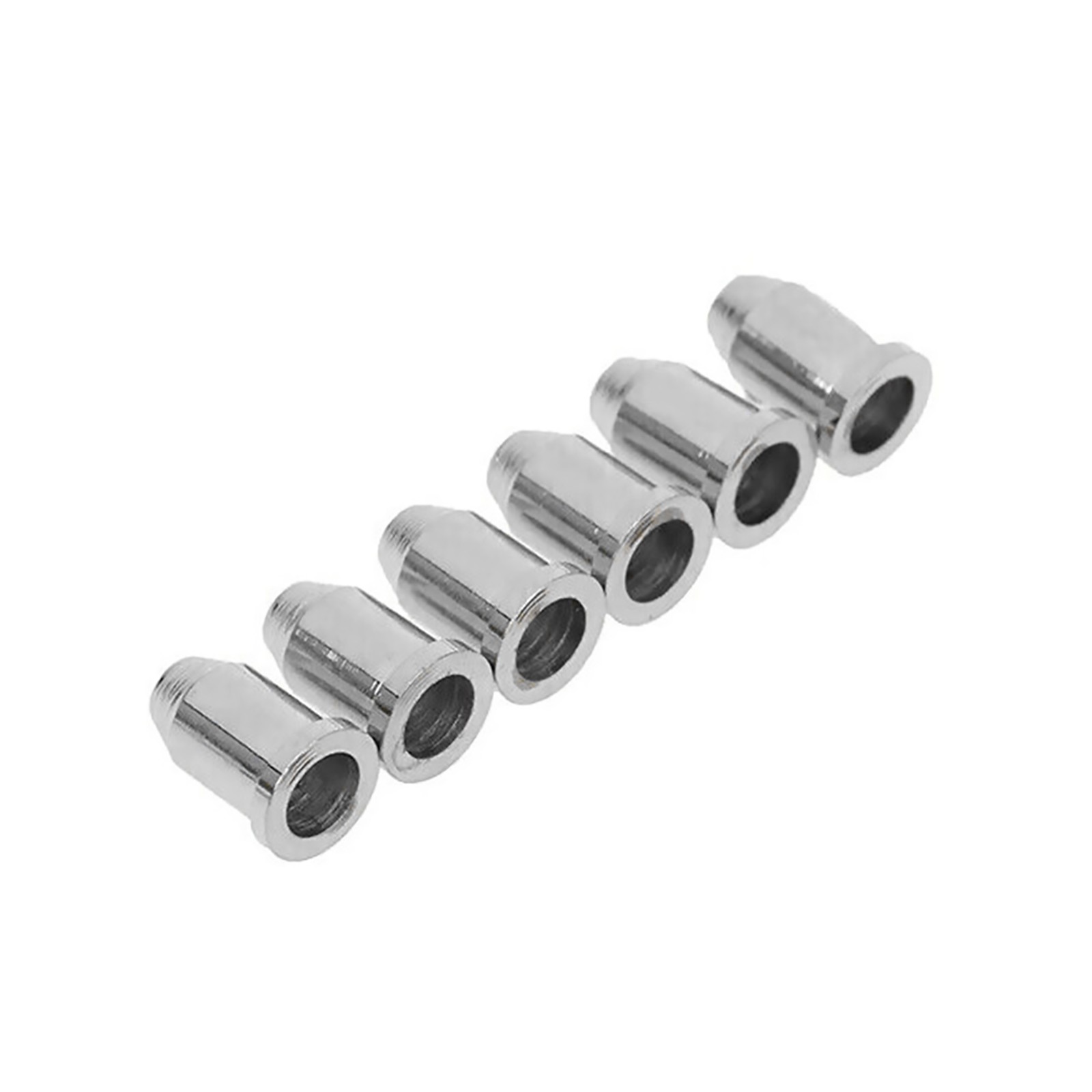 6PCS Through Body String Mounting Ferrules Set Chrome for Electric Guitar