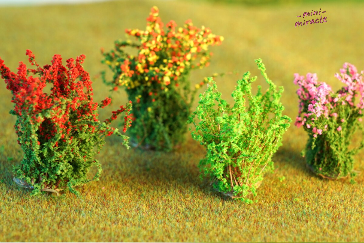 Multicolor Miniature Shrubs 2Set HO/OO Scale Flower Clusters Model Scenery