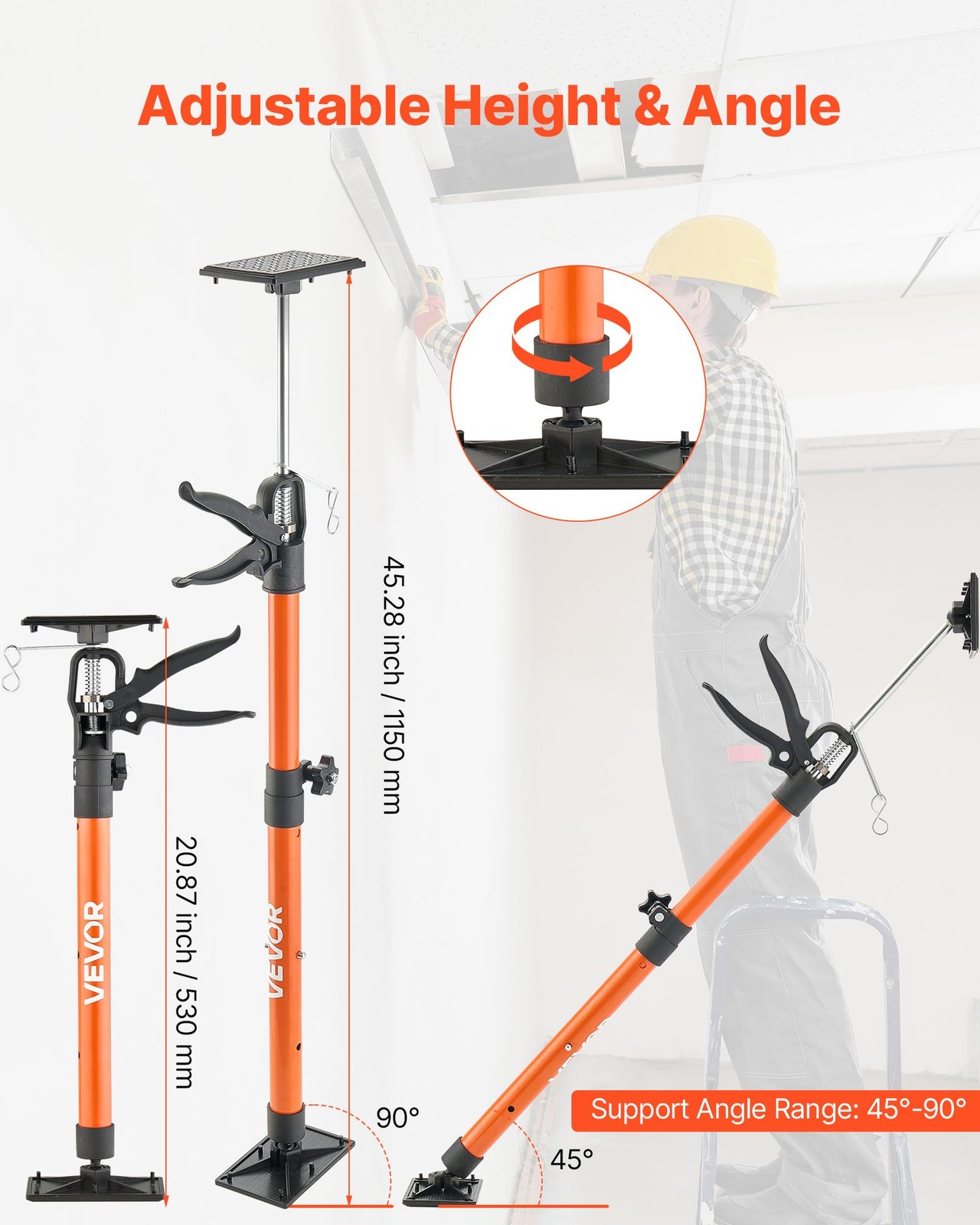 Vevor Cabinet Jack Support Pole 2-Pack Telescopic Steel Support Rod Adjustable 2