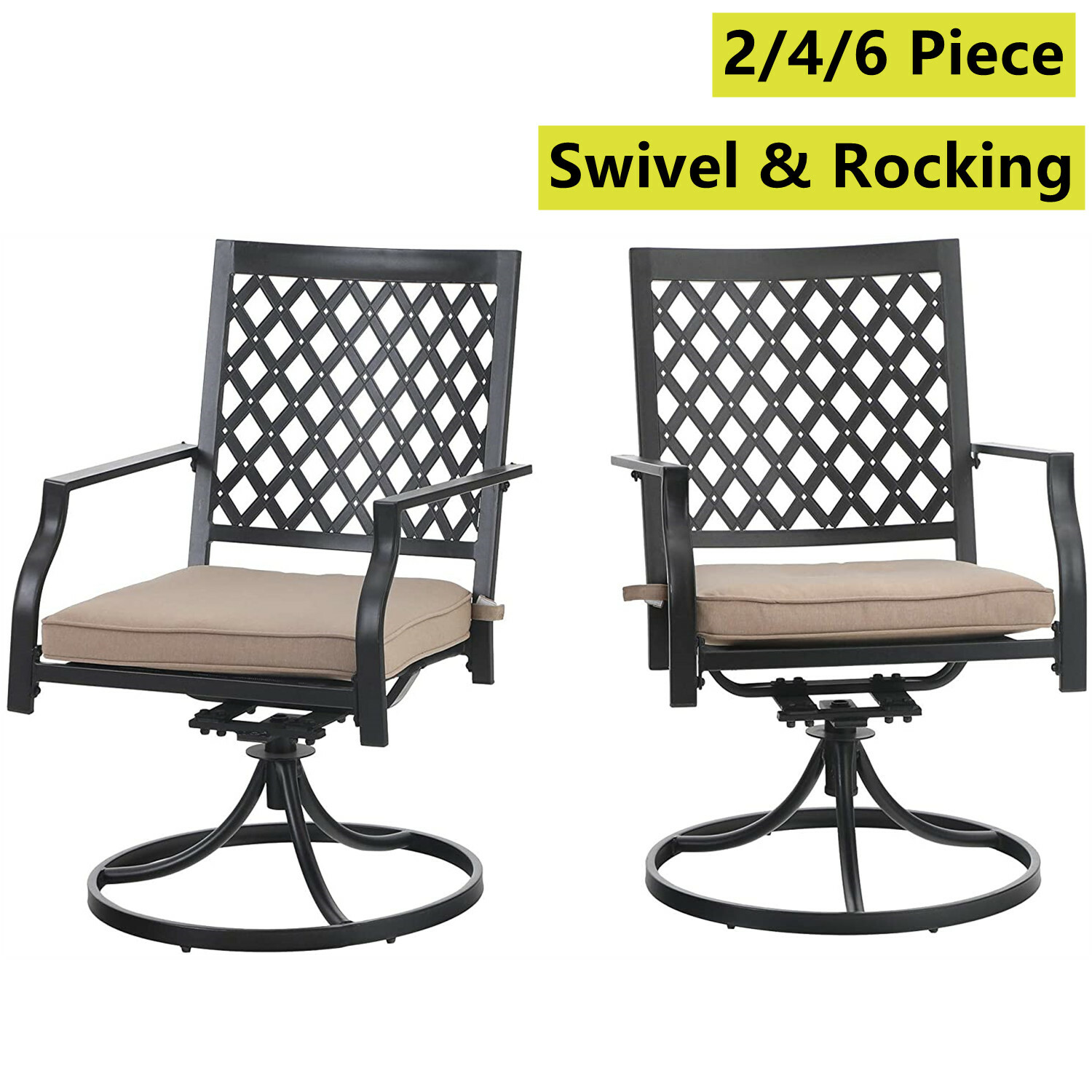 Outdoor Dining Chairs Set Patio Swivel Chair with Cushion Garden Yard Furniture