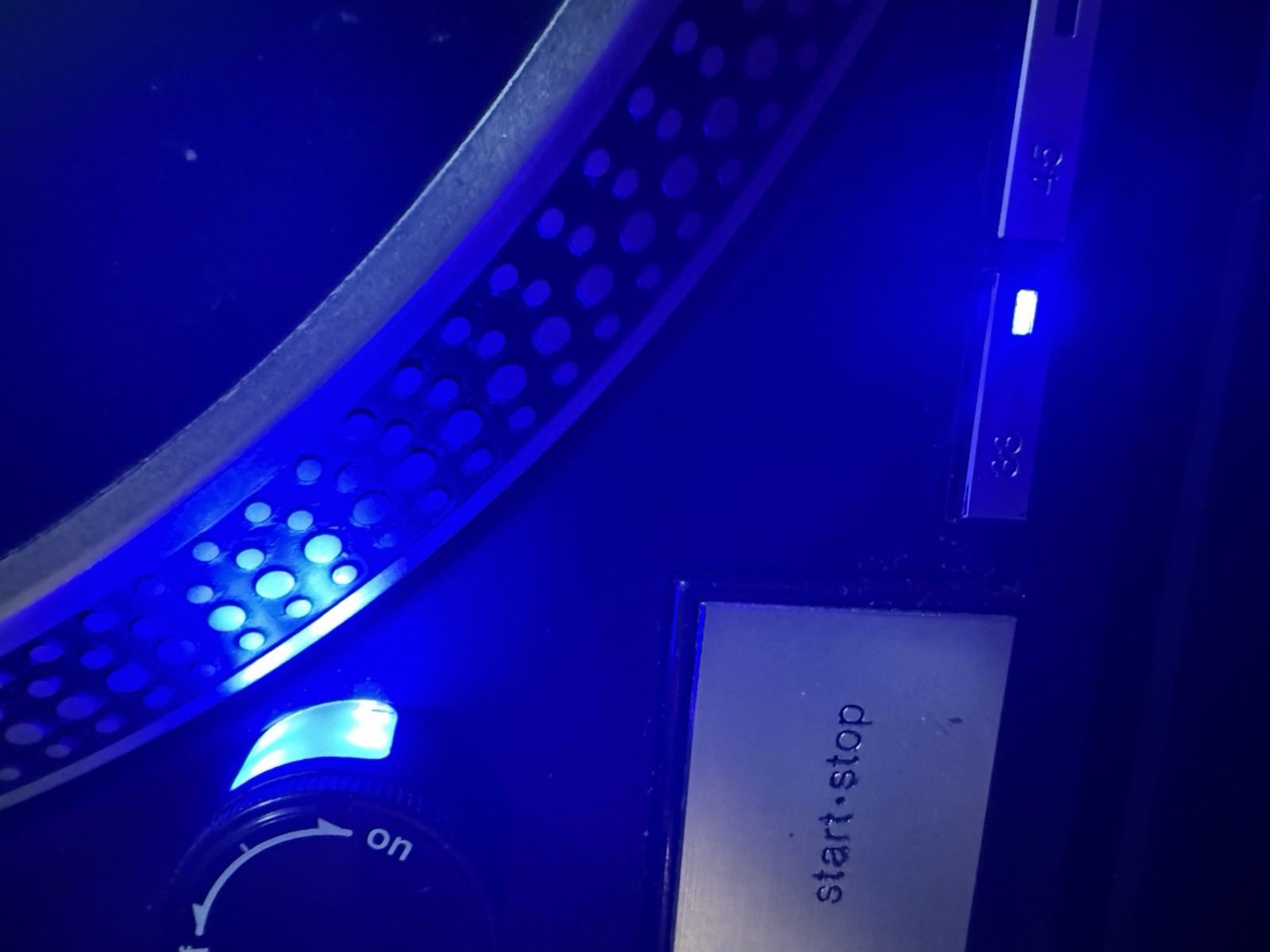 2 TECHNICS SL-1200MK2 TURNTABLES POWER COATED MATTE BLACK W/ BLUE LED LIGHTS