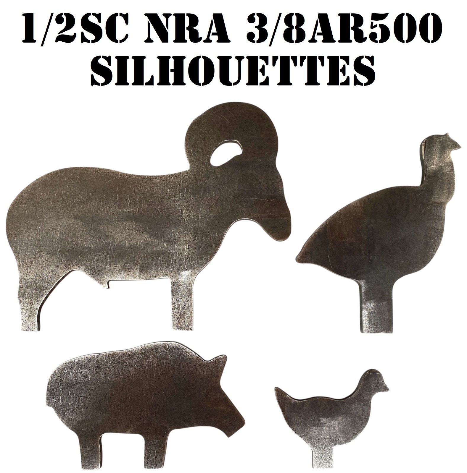 1/2sc 3/8" AR500 IHMSA/NRA Metallic Silhouette Steel Target Swingers Not Welded