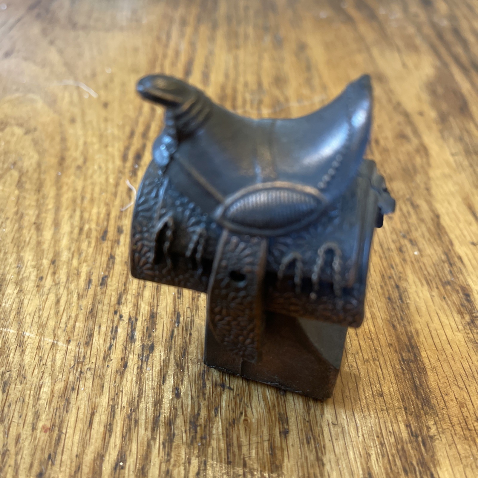 Vintage Miniature Die Cast Western Horse Saddle Pencil Sharpener