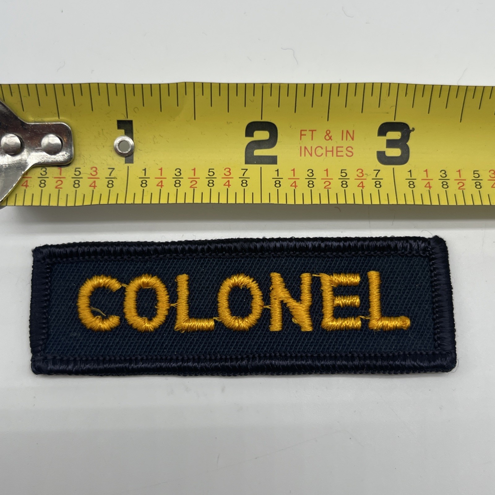 U.S. Military Army Colonel Tab Tape Patch Label Dark Blue Gold Yellow 3.25”