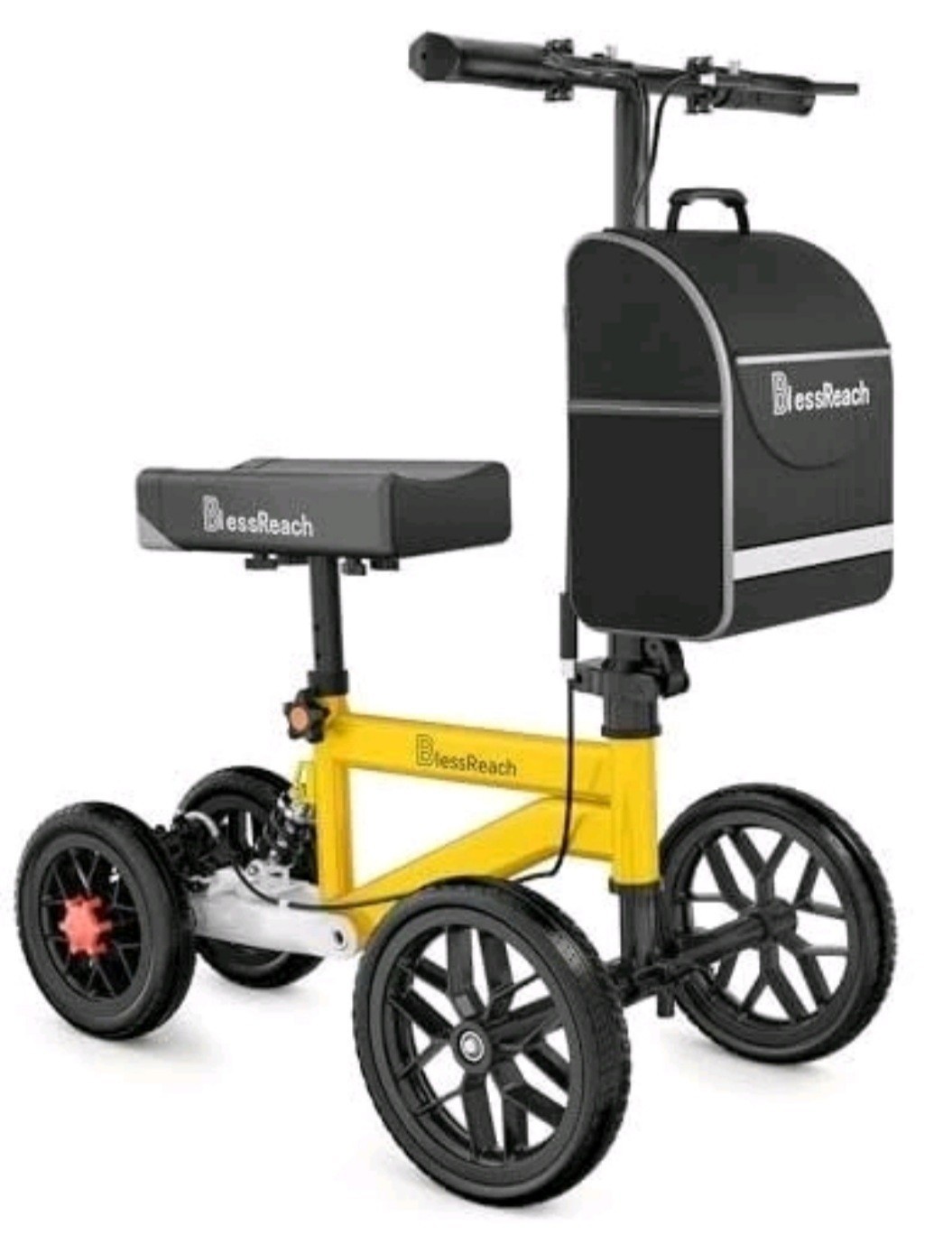 Blessreach All Terrain Knee Scooter Dual Brake 11" Wheels Yellow Wb2208-T