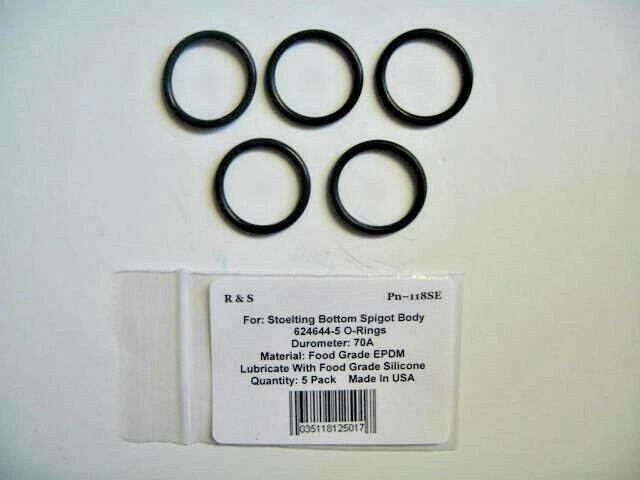 Stoelting 624644-5 Spigot Body Bottom O-Rings / R&S 118SE / Food Grade EPDM Mat.