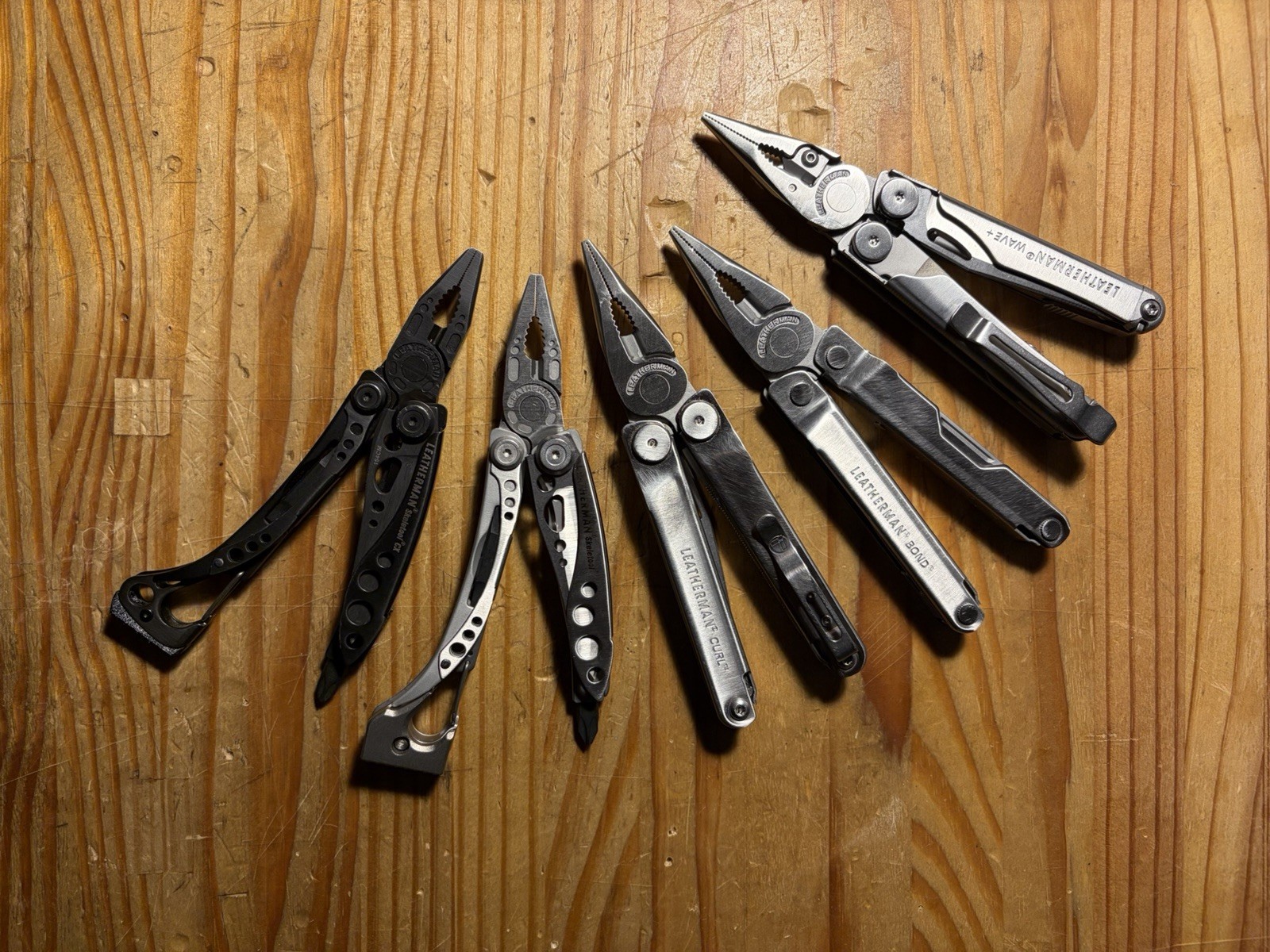5 Leatherman Multi-Tool Lot: Wave+ Bond Curl Skeletool CX Skeletool with Hammer