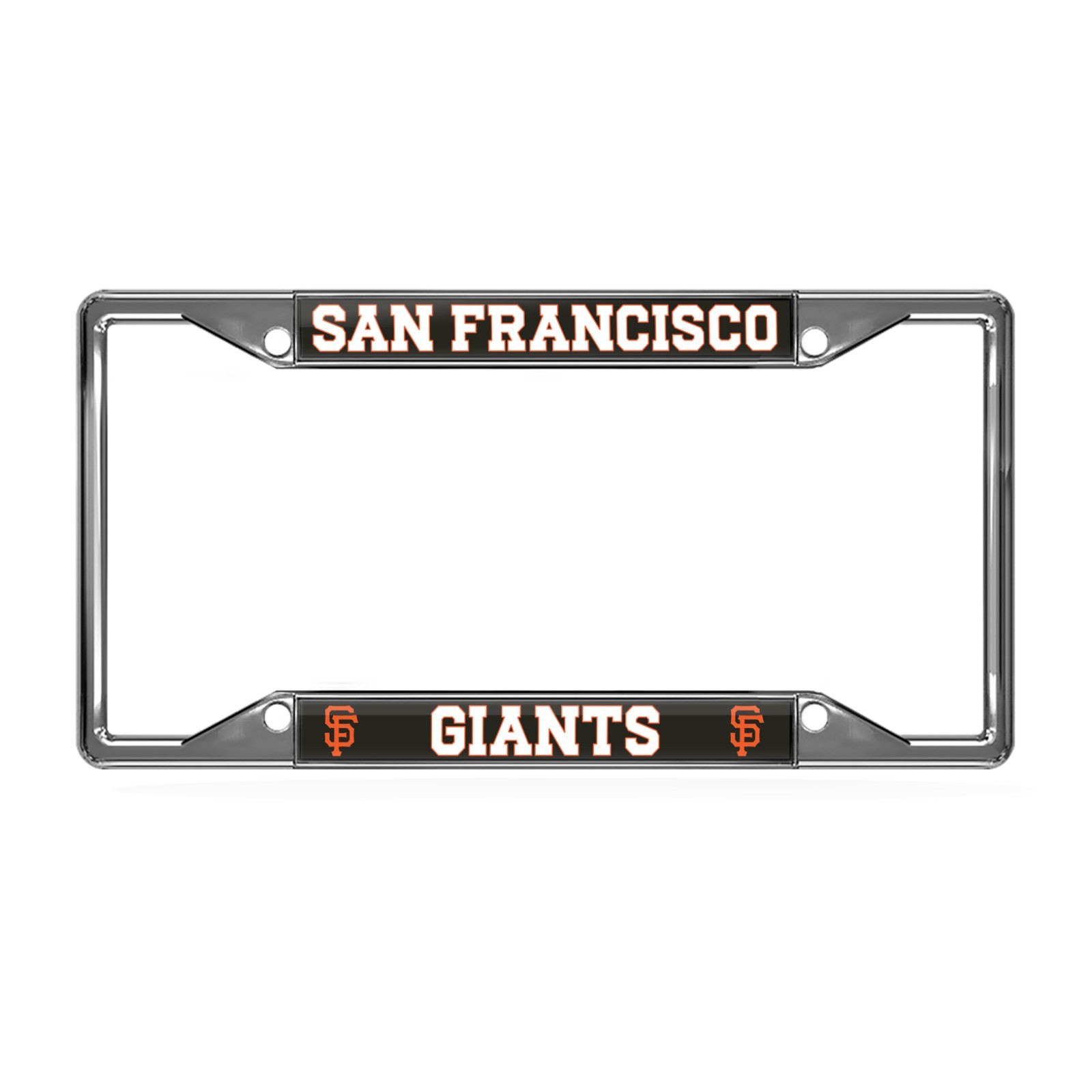 San Francisco Giants MLB 3D Polyurethane 4-Hole Chrome Metal License Plate Frame