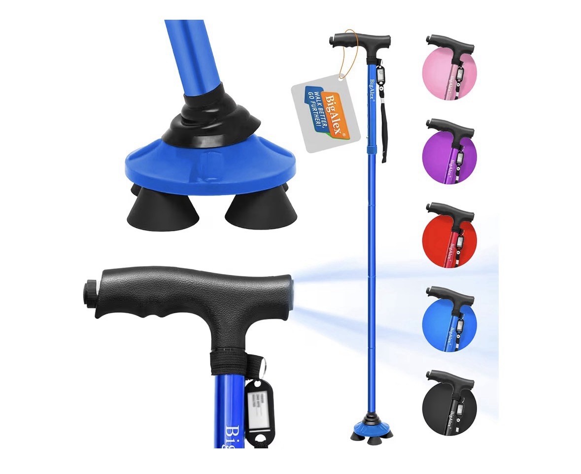 Big Alex Folding Walking Cane With LED Light Adjustable From 30”-35” Blue
