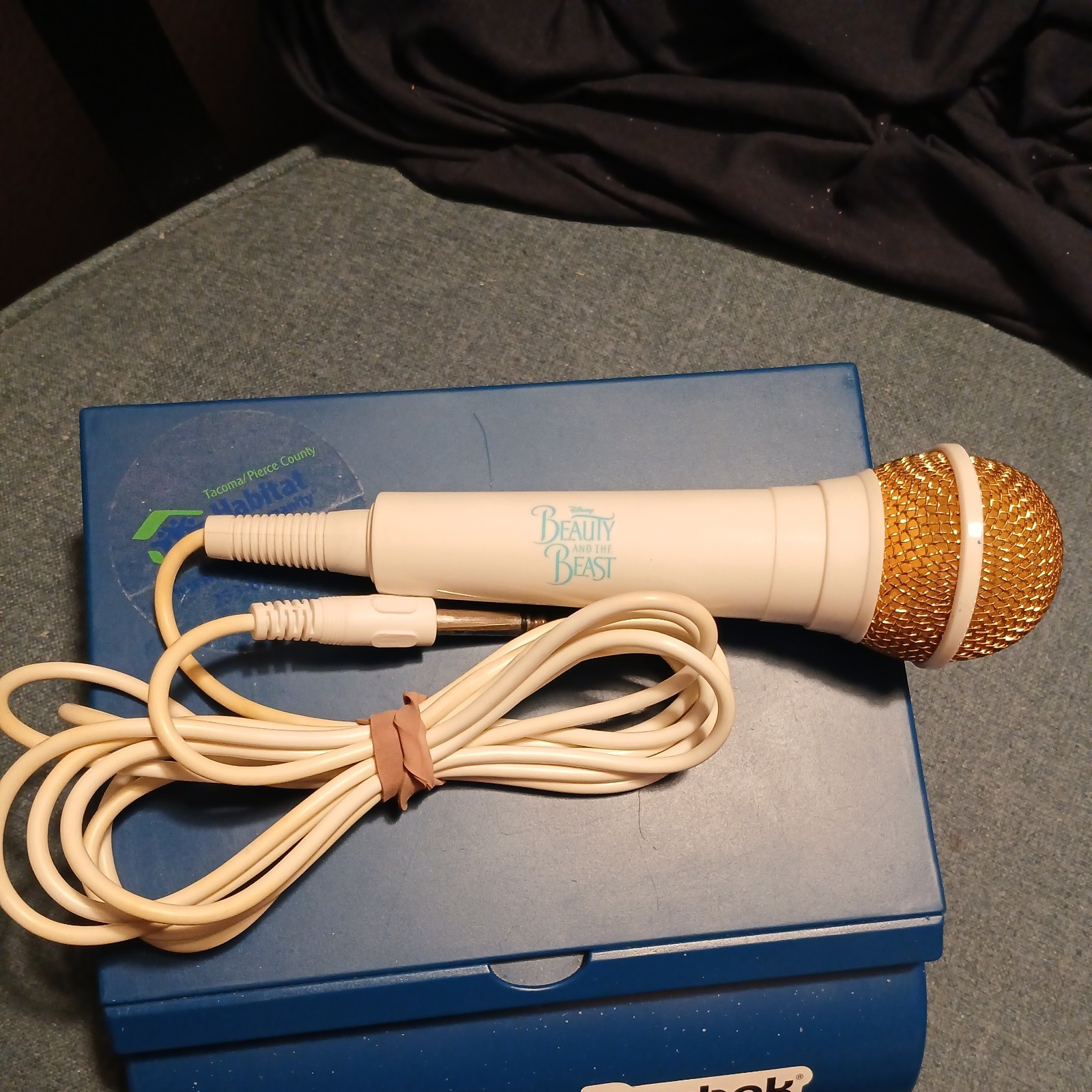Disney's beauty and the beast White Corded Microphone tested&working on/off