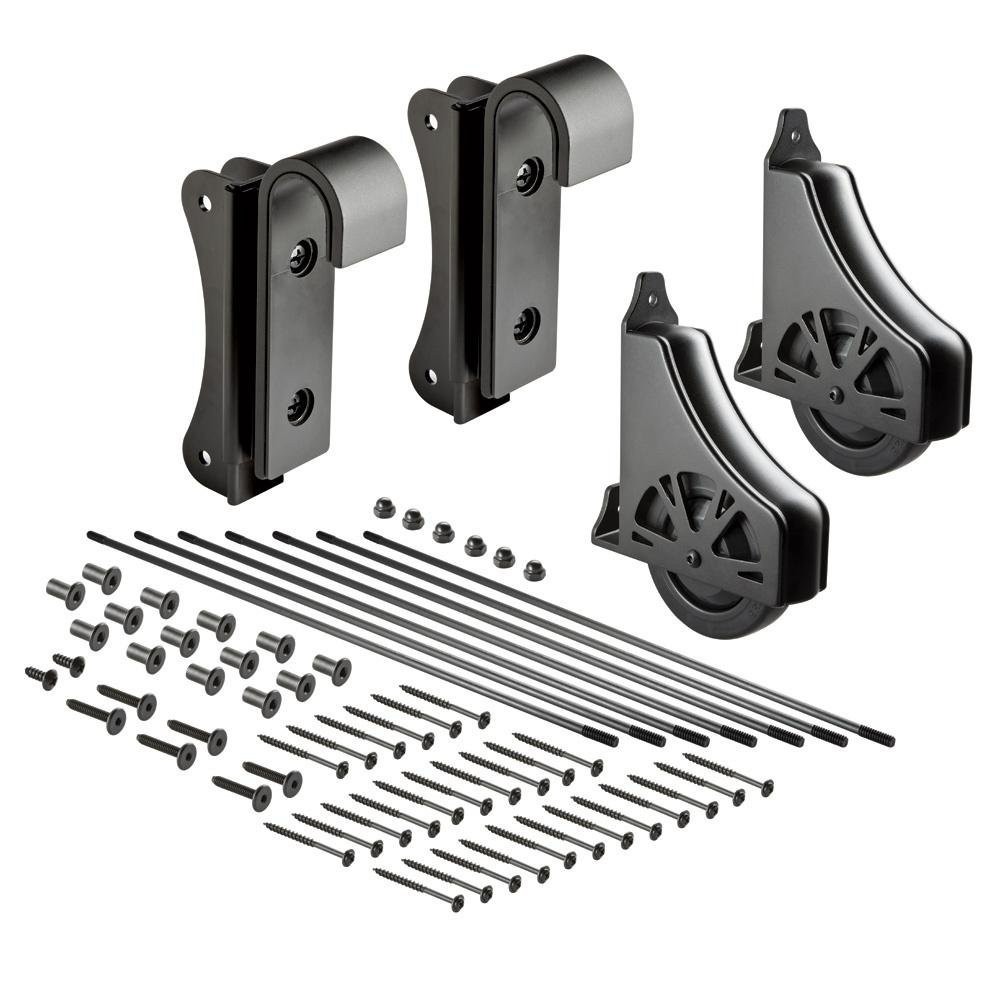 Satin Black 8' Library Ladder Hardware Kit with Caster Wheels