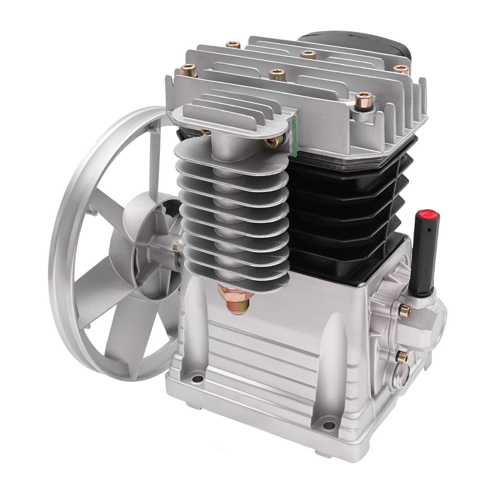 3HP Air Compressor Pump Head 2 Cylinders Piston Air Compressor Pump Head Silver