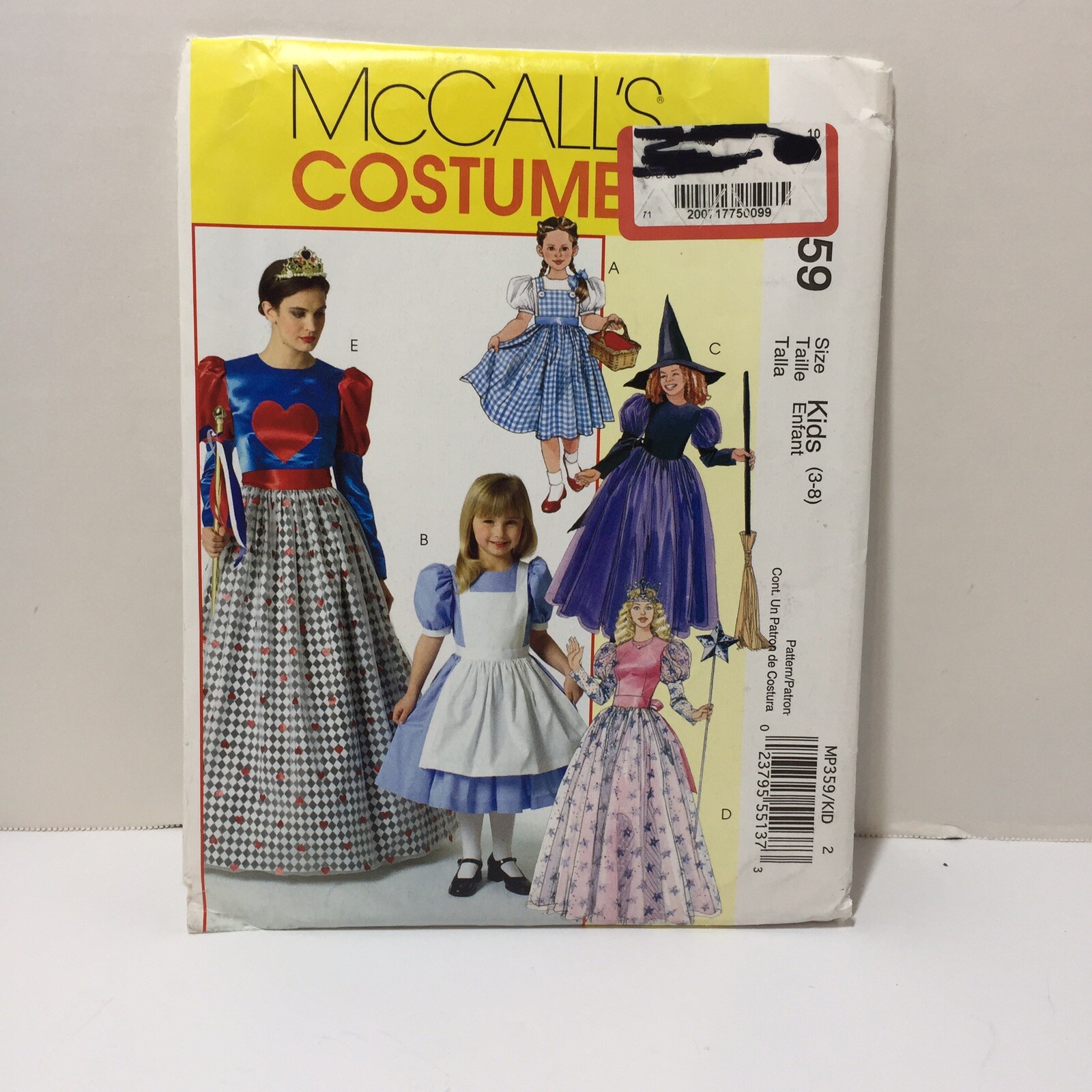 McCall's P359 Size 3-8 Girls Costumes Dorothy Princess Queen Witches