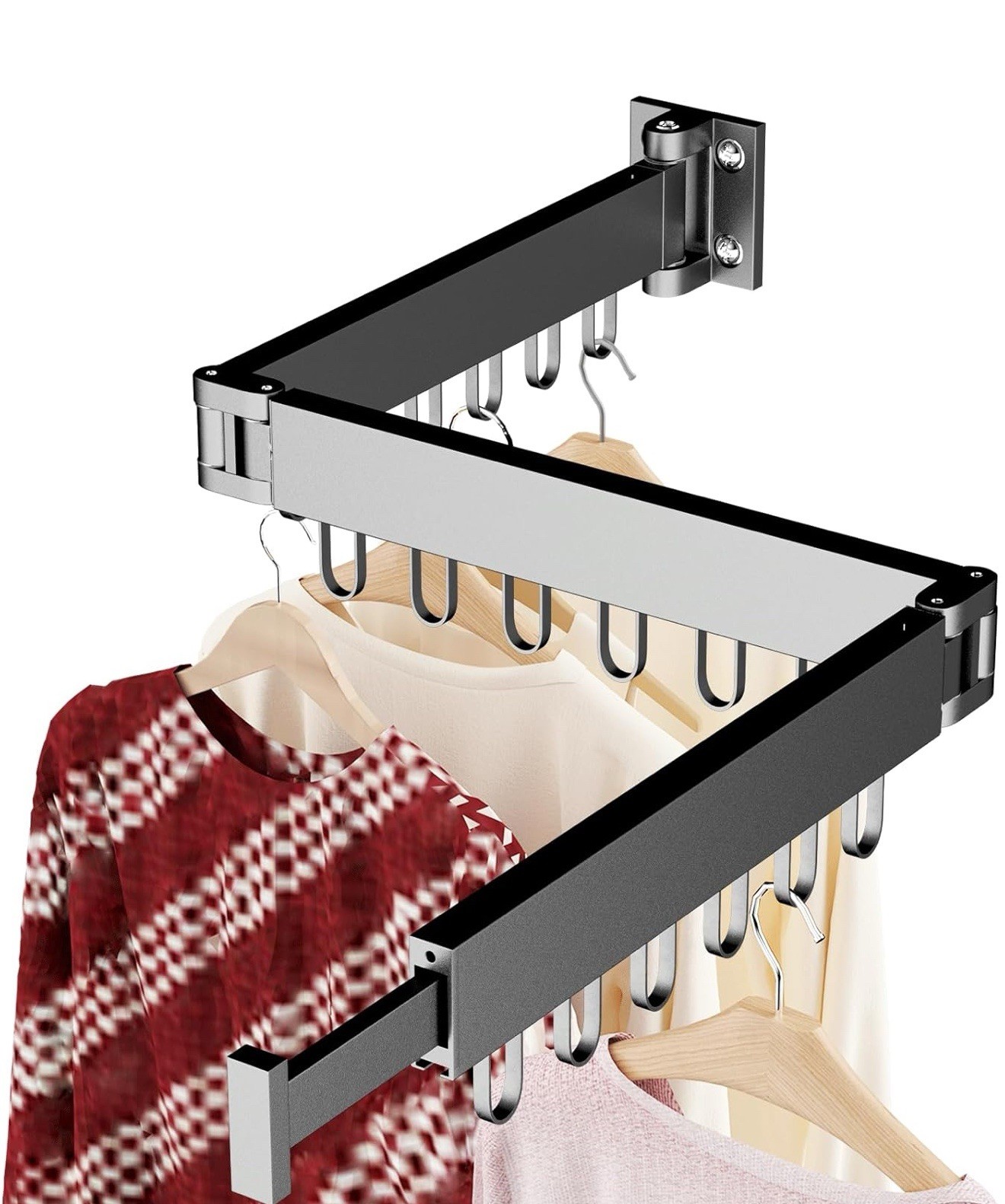 Clothes Drying Rack, Retractable Clothes Rack, Wall Mounted Clothes Hanger Ra...