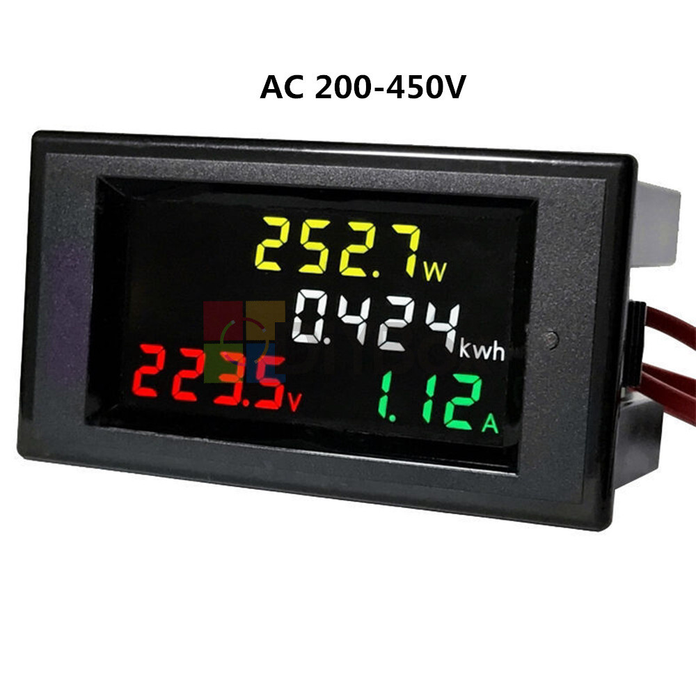 AC 200-450V Digital LCD Voltmeter Ammeter electric energy Power Panel Meter 100A
