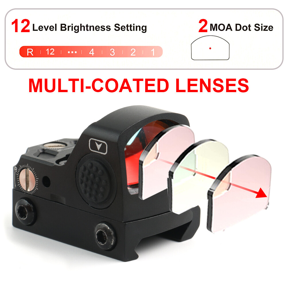 2 MOA Shake Awake Optic Sight Reflex Red Dot Sight for Glock 17 MOS RMR Cut Base