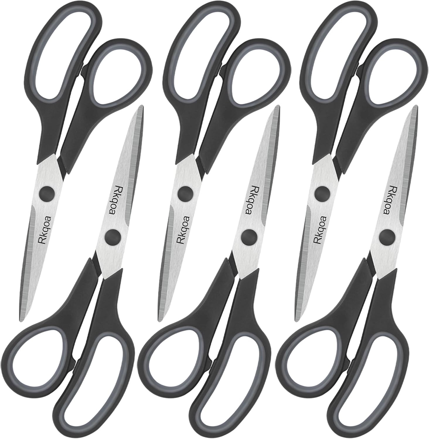 Scissors Set of 6-Pack, 8" Scissors All Purpose Comfort-Grip Handles, Sharp Scis