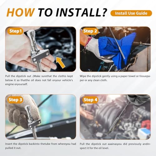 Chrome 727 Transmission Dipstick, Flexible, Firewall Mount, Compatible with