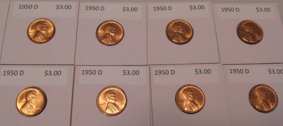 1950 D Lincoln Cent, Brilliant Uncirculated, Red