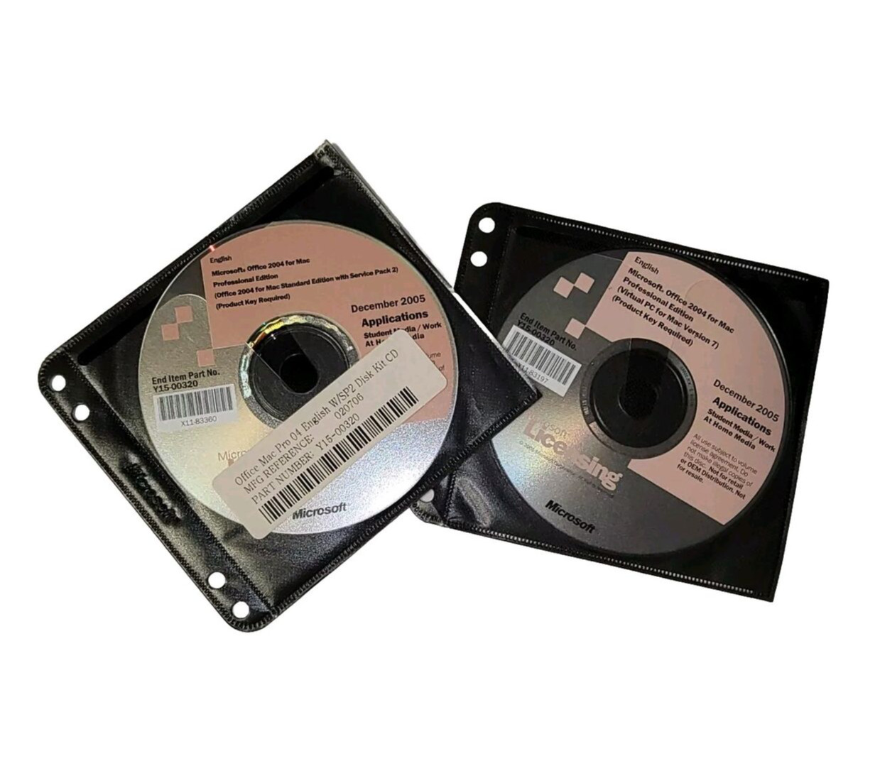 Microsoft Licensing Office Mac Pro SP2 Disk Kit CD PN: Y15-00320 & Product Key