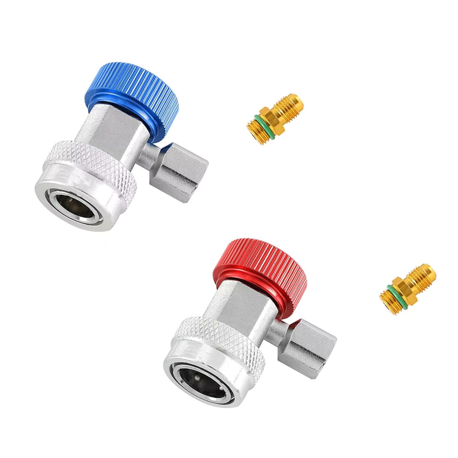 2X A/C R134A Quick Connector Adapter Car High&Low Side HVAC SAE Male Flare Kits