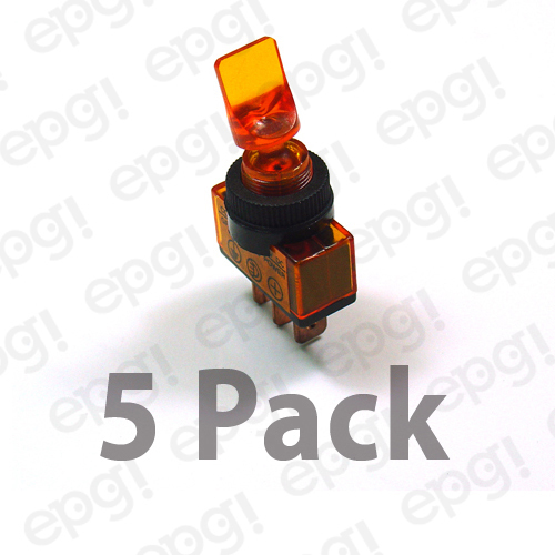SPST (ON/OFF) ILLUMINATED TOGGLE SWITCH "AMBER" 20AMPS - 12VDC #66-2035-5PK