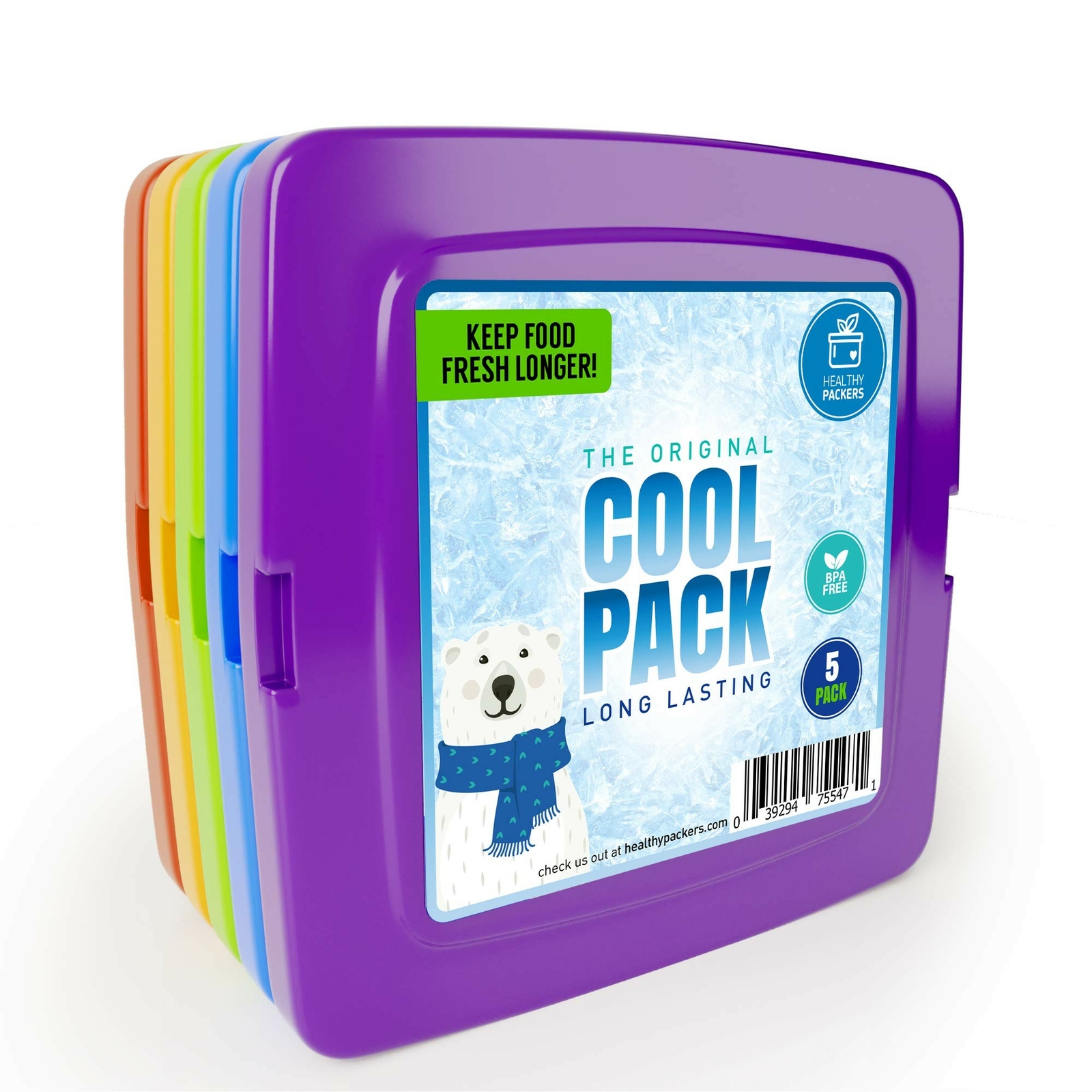 Healthy Packers Cool Pack, Slim Ice Pack for Lunch Box (Set of 5)