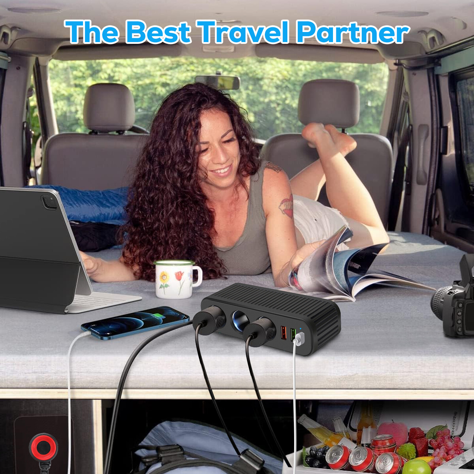 3Way Car Cigarette Lighter Socket Splitter Dual USB PD Charger Power Adapter 12V