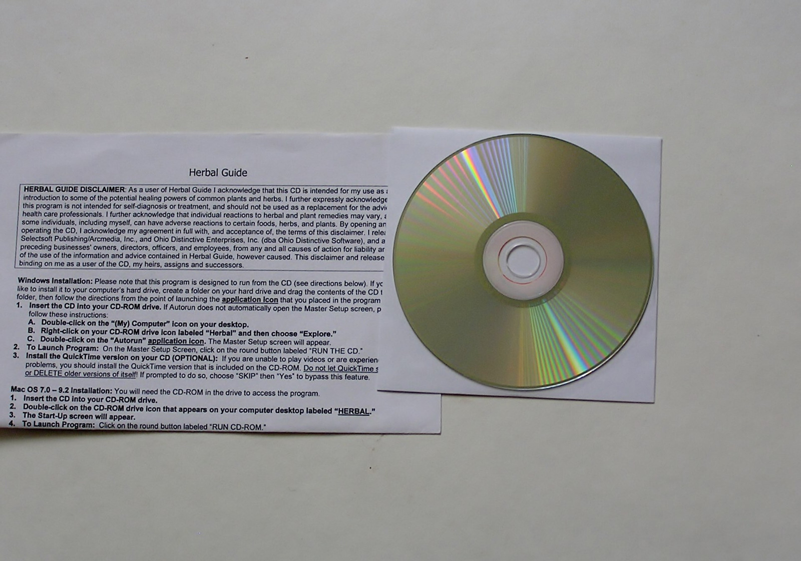 Herbal Guide & Home Massage Soft ware - 2004 - SelectSoft Publishers