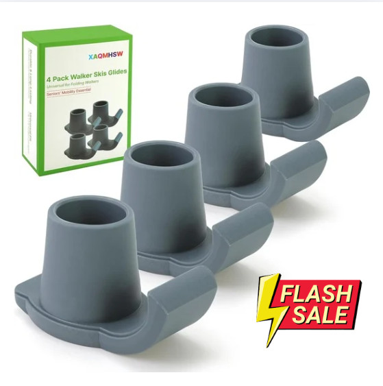 4 Pack Walker Skis Glides – Universal Sliders for Folding Walkers, Ideal Mobilit