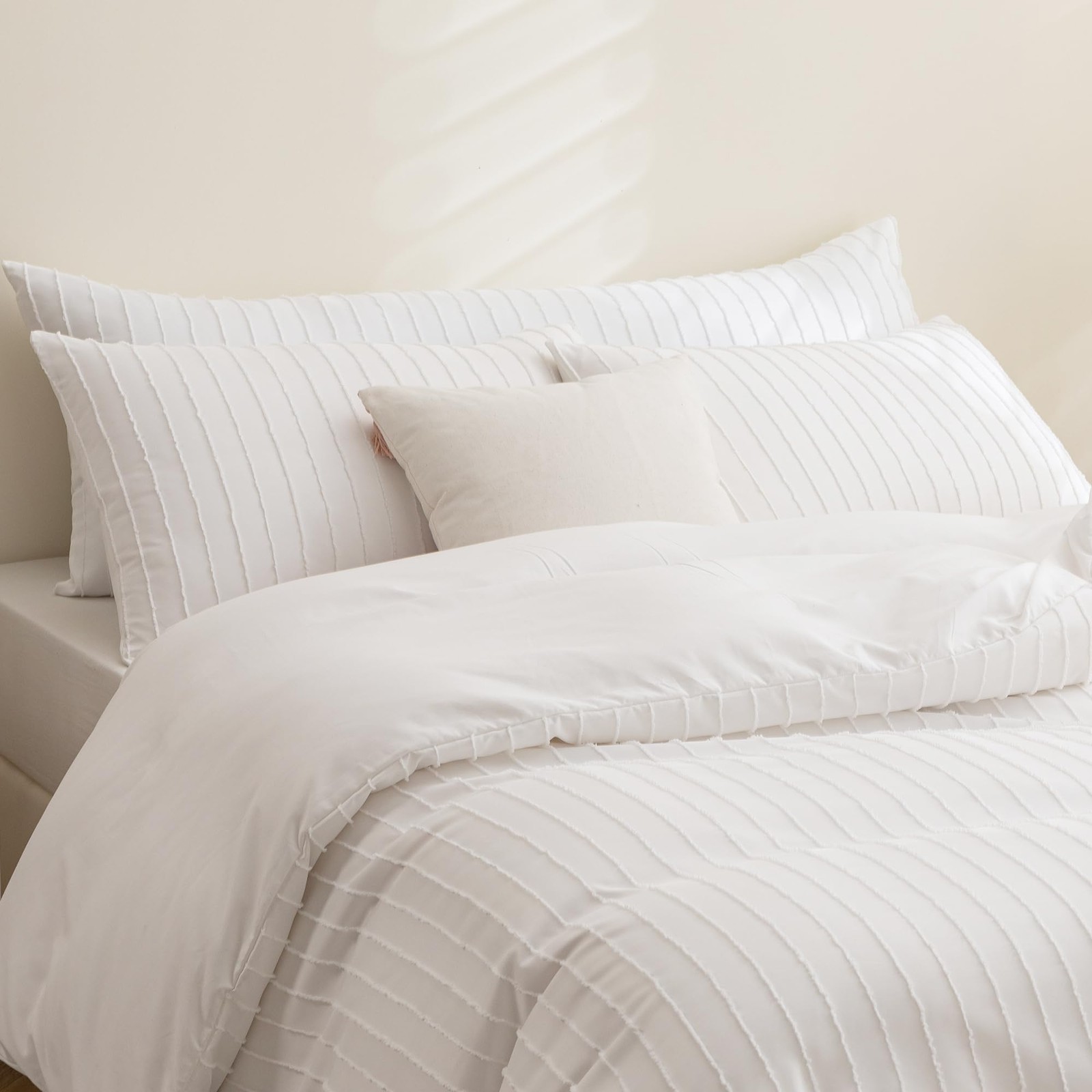 Boho Striped Body Pillowcase 20x54in Polyester Envelope Cover, White