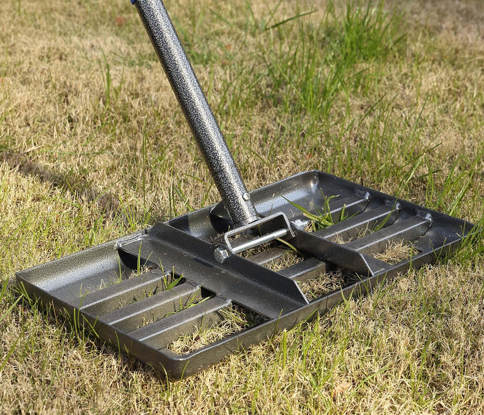Lawn Leveling Rake 17x10 Heavy Duty Metal Head With Stainless Steel Grip Adjusta