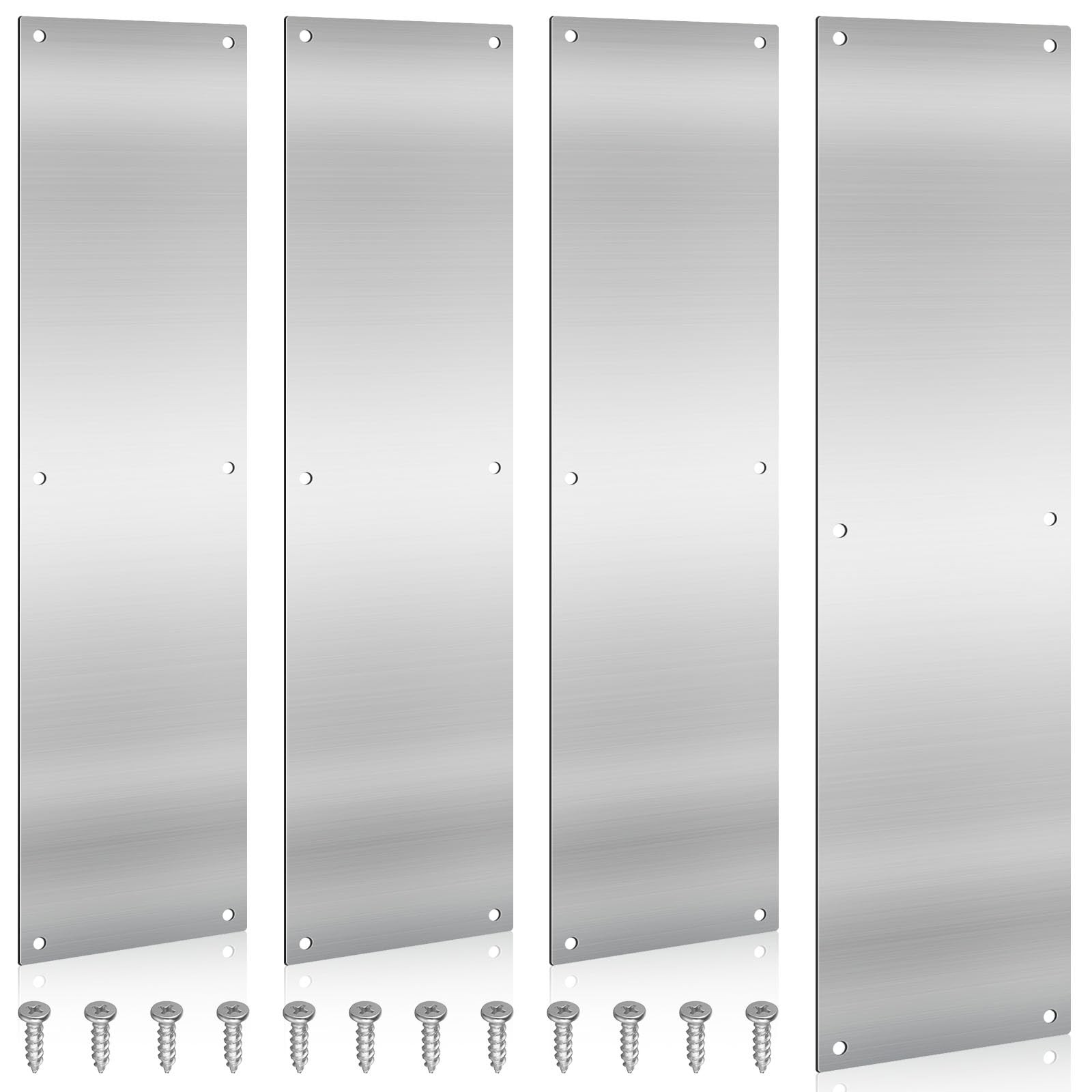 4 PCS 16x4 Inch Metal Door Push Kick Plate Stainless Steel Screws Hardware