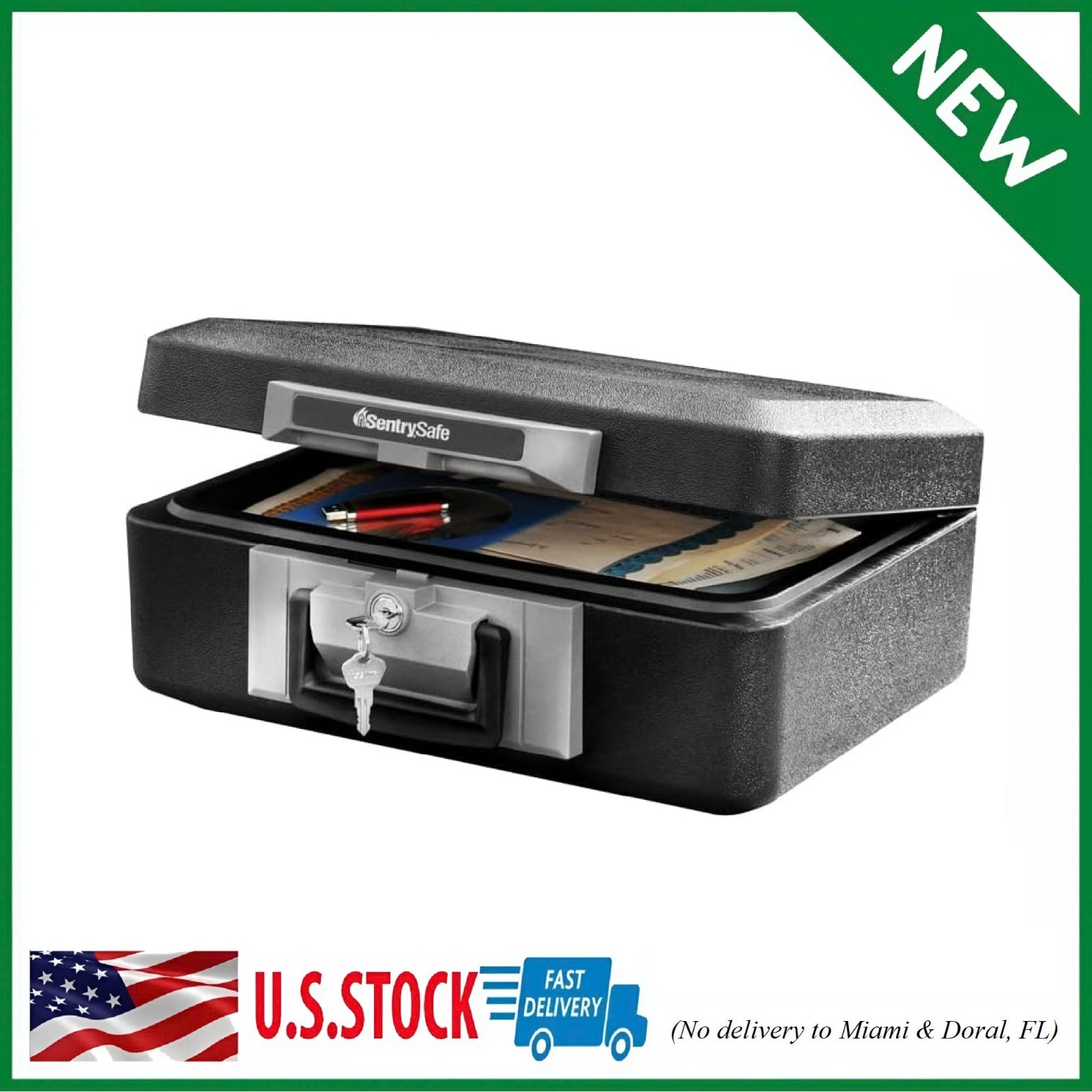 Fireproof Safe Box with Key Lock Chest Safe with Carrying Handle to Secure