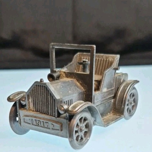 VTG Die Cast Metal 1917 Touring Car Pencil Sharpener Bronze Tone Moving Wheels