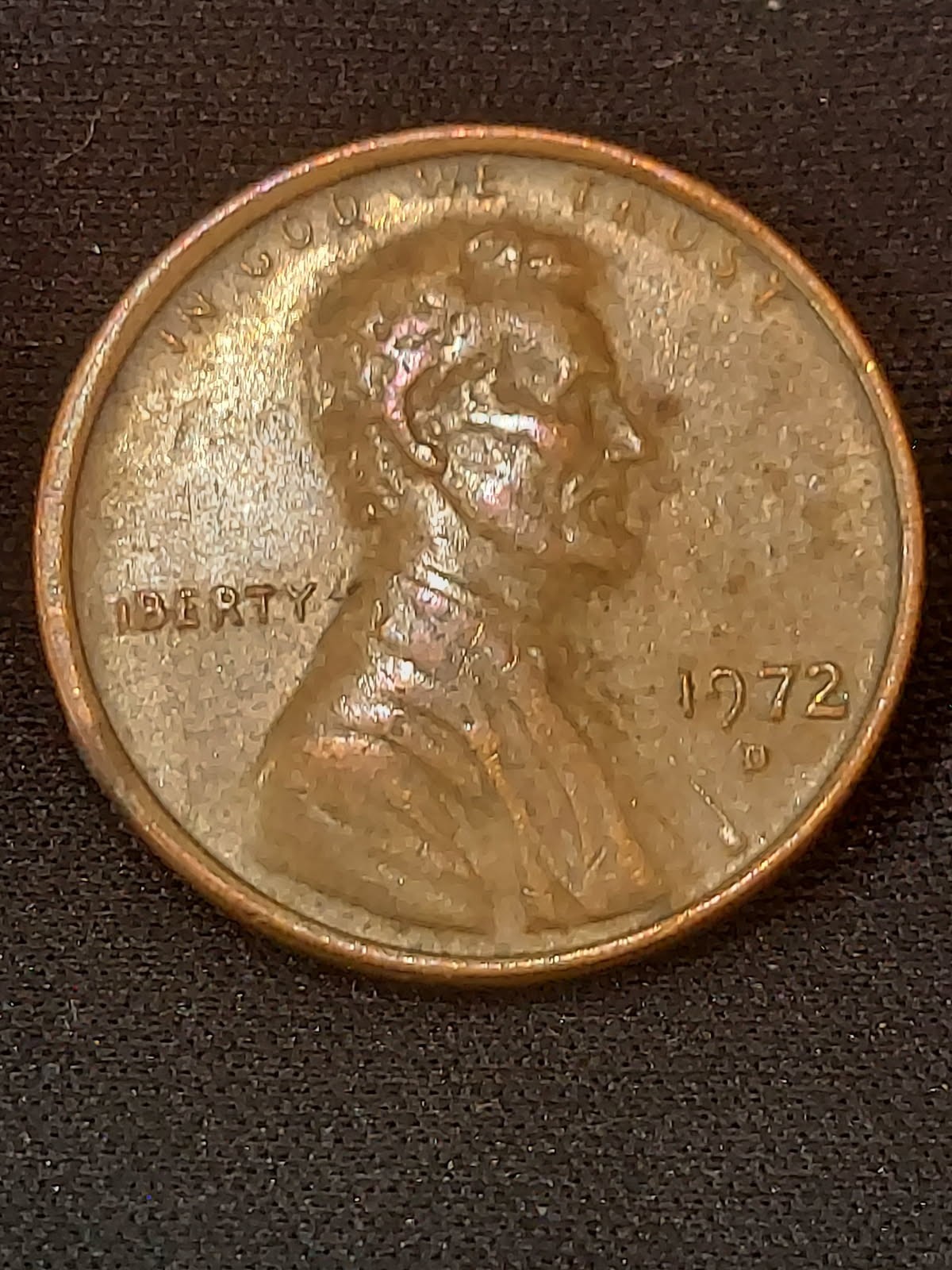 1972-D Lincoln Memorial Penny Error - Faint  "L" in Liberty and Off-Center