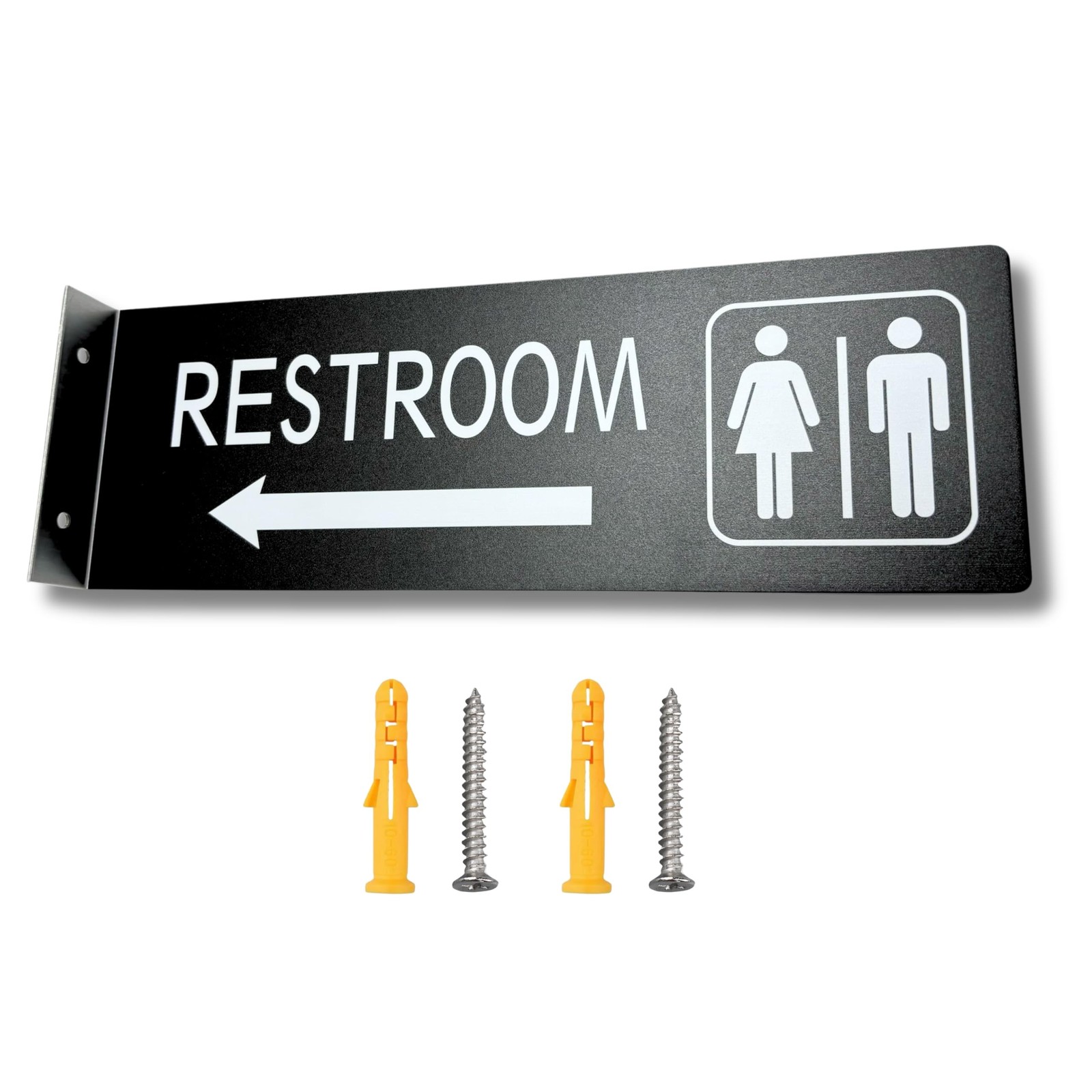 Restroom Signs for Business – 4x12" Double-Sided Bathroom Signs with Arrow