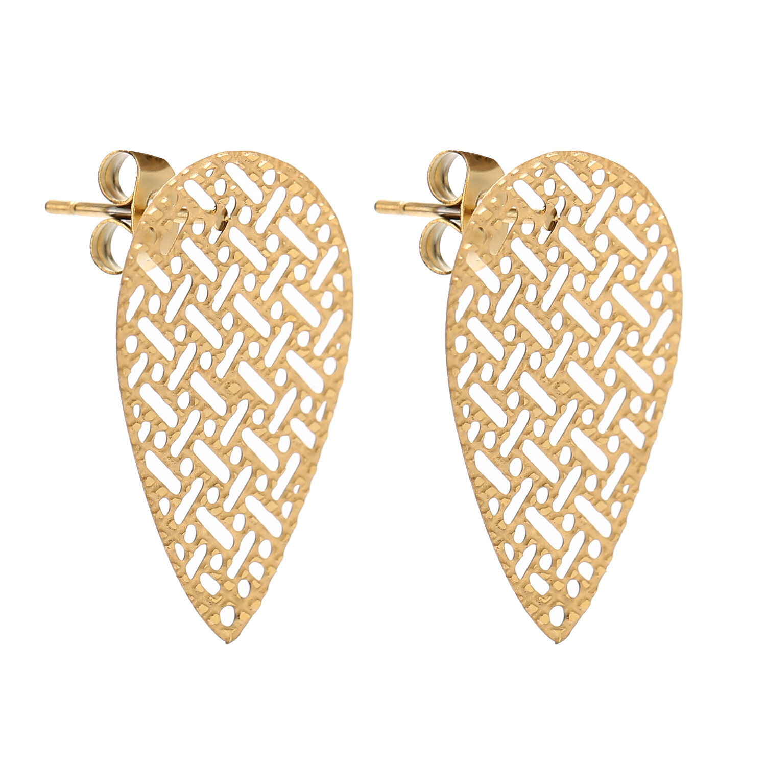 20pcs Stainless Steel Gold Hollow Leaf Earrings Connector Post Jewelry Making