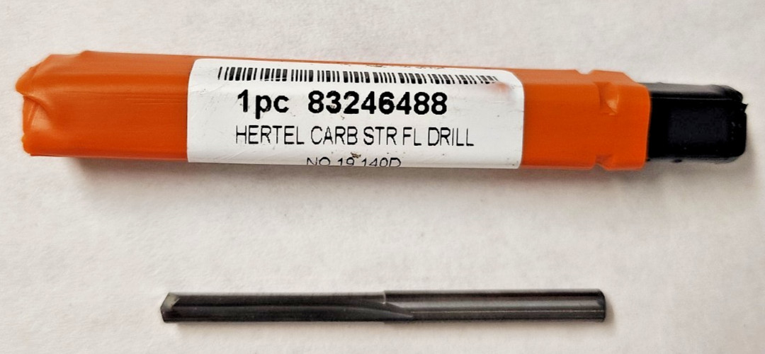 Hertel #19 0.166 140 Deg Carbide Straight FL Drill Bit 1-1/16 FL Length