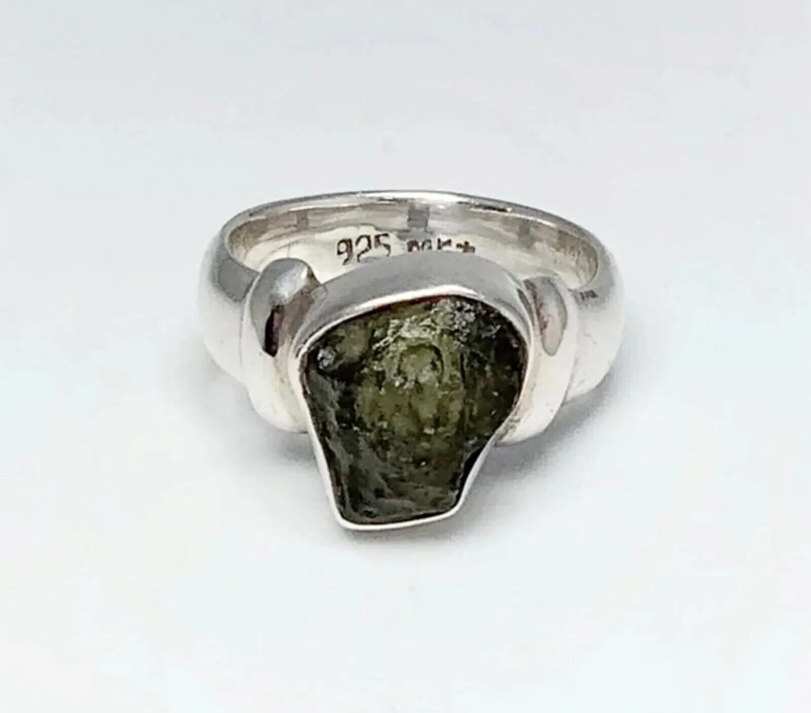 Natural Moldavite Raw Gemstone 925 Sterling Silver Handmade Beautiful Ring MK*