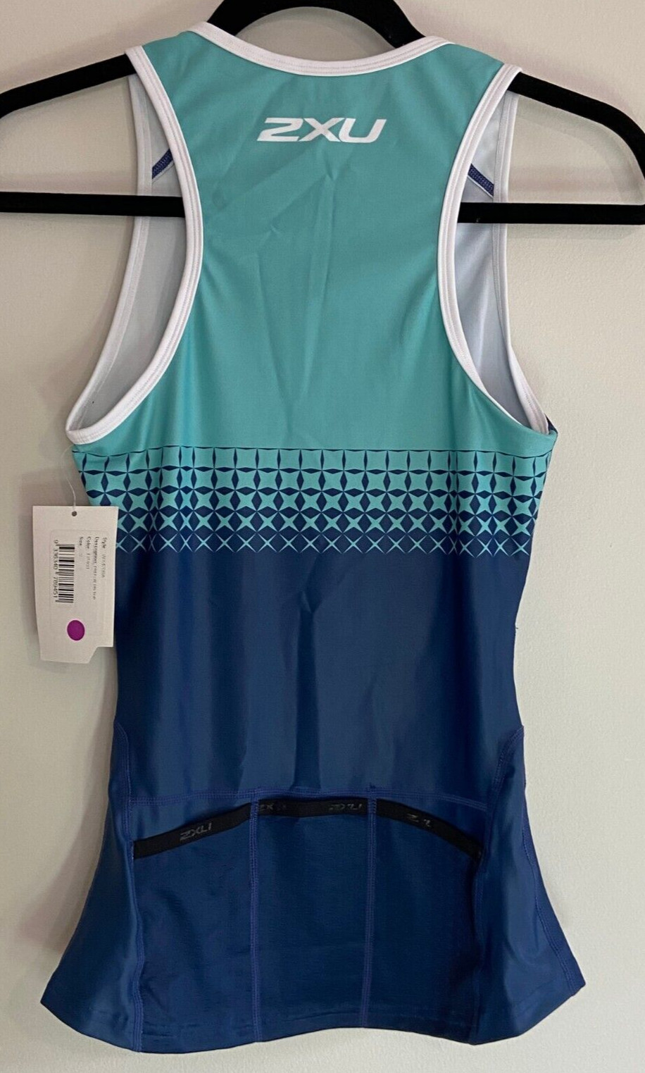 New 2XU Women Perform Tri Top Small Blue Triathlon Singlet Race Train Front Zip
